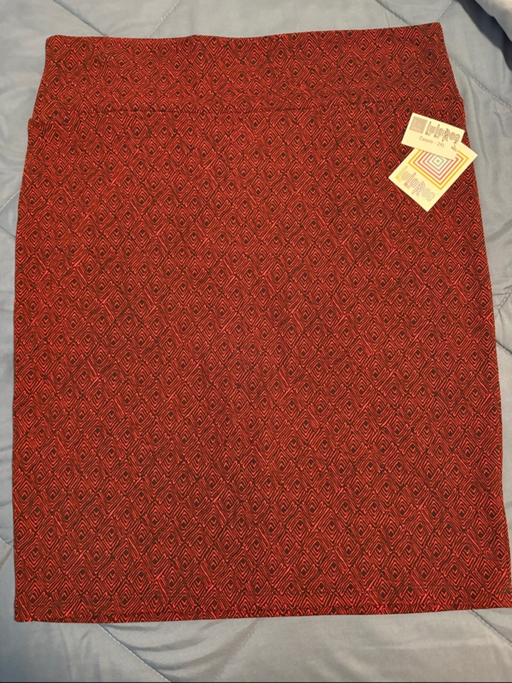 LuLaRoe Red and Black Geometric Pencil Skirt